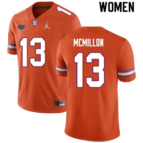 NCAA Florida Gators Donovan McMillon Women's #13 Nike Orange Stitched Authentic College Football Jersey HFQ0464BC